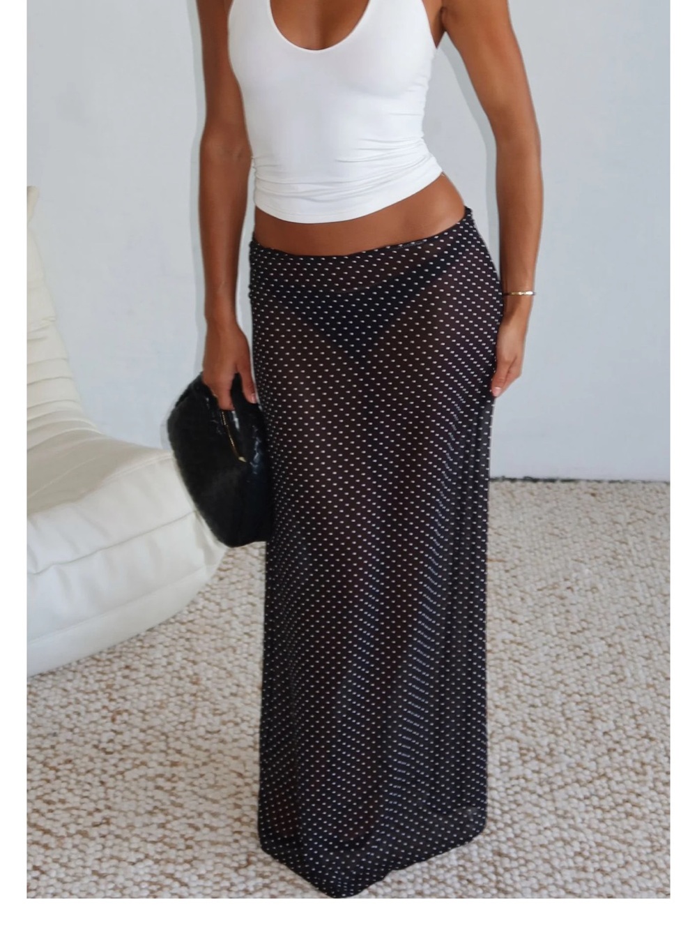 White Fox Polka dot max skirt